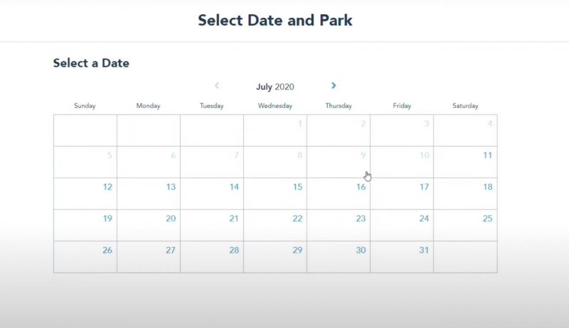 Park Pass Calendar My Disney Experience